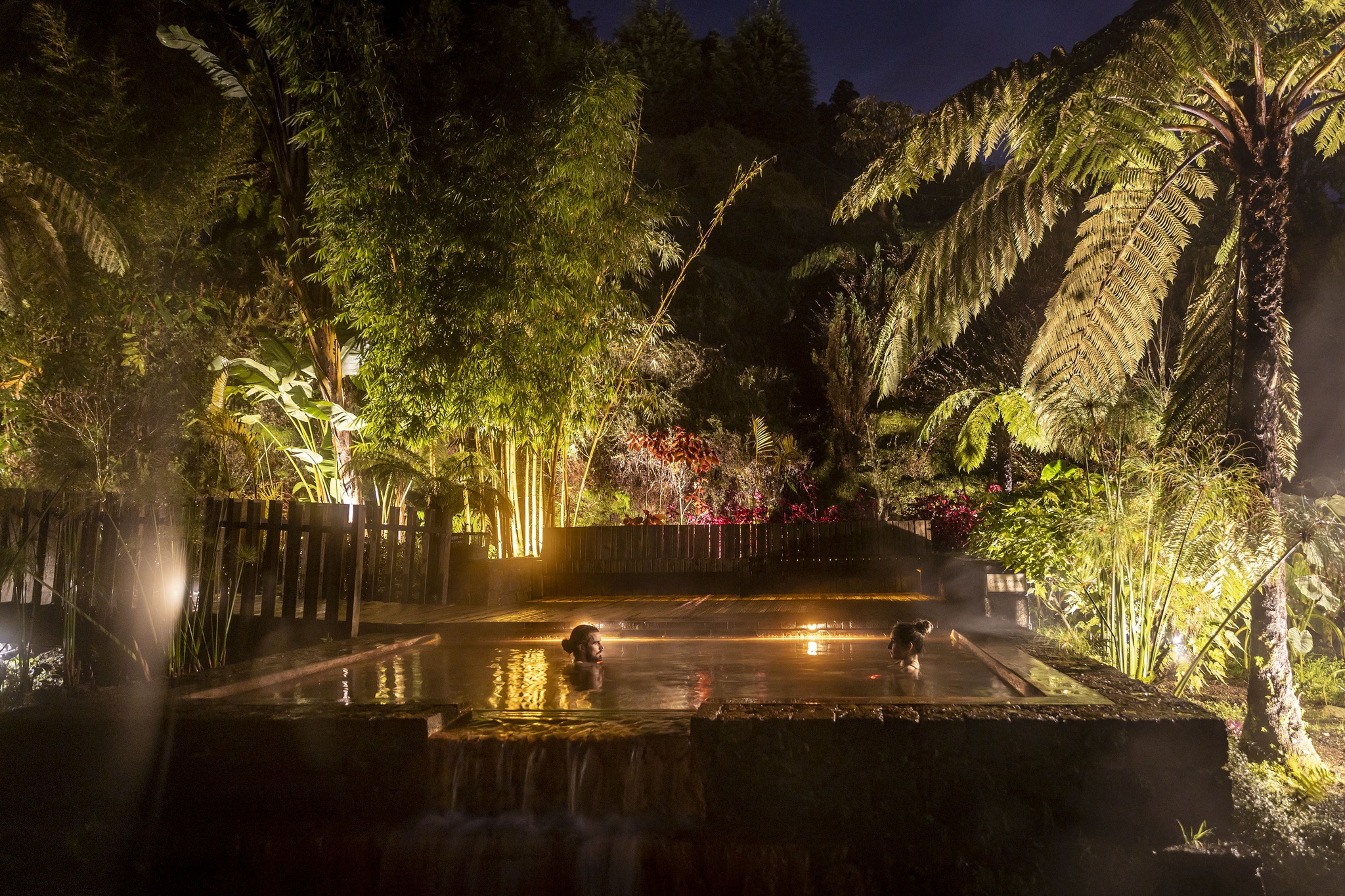 Poça da Dona Beija thermal pools at night